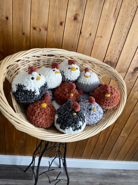 Small Crochet Chicken 5” tall stuffed animal