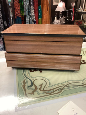 Vintage Lacquered Jewelry Box with Music, MCM Wood from Japan