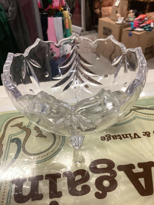Vintage Mikala Crystal Holiday Footed Bowl