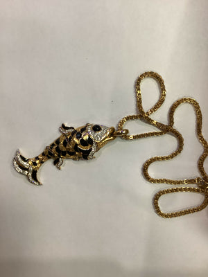 Vintage D’Orlan Articulated Fish Pendant with Monet Chain