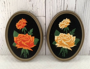 VINTAGE YELLOW AND ORANGE ROSE WALL DECOR