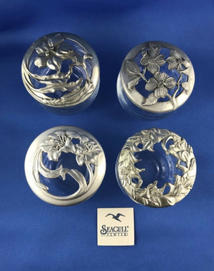 Vintage Four Seagull Pewter Potpourri or Trinket Jars Made in Canada