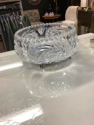 Vintage Pinwheel Crystal Bowl with Stand