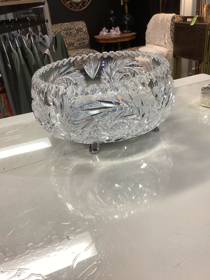 Vintage Pinwheel Crystal Bowl with Stand