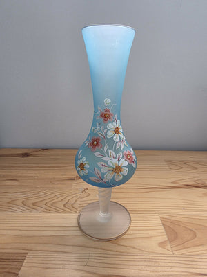 Vintage hand-painted satin glass vase