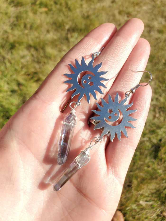 Moon and Sun Crystal Earrings