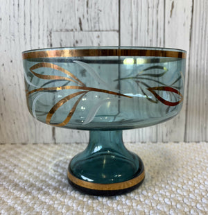 Vintage Blue Bowl/Gold Trim