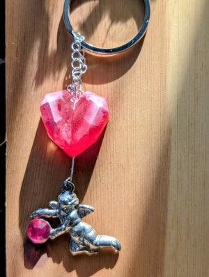 Heart with angel keychain