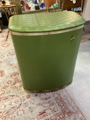 Vintage MCM Green Metal Hamper