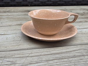 Peach Rainboware Melmac tea cup & saucer