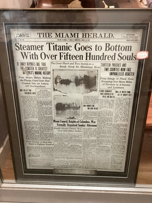 Vintage Titanic Framed News