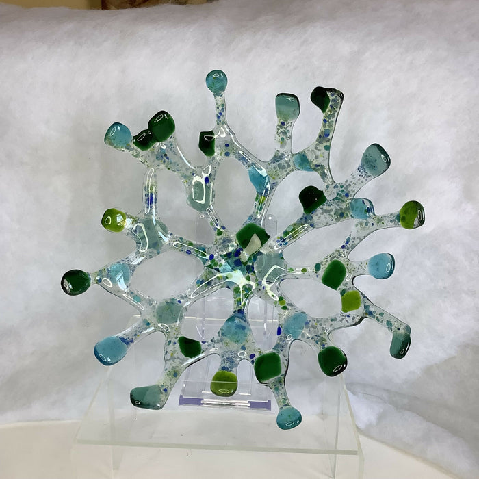 Fused glass coral decorative bowl