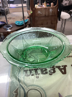Vintage Uranium Etched Glass Bowl