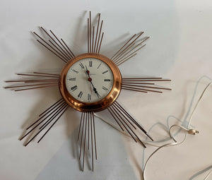 Vintage MCM Starburst Electric Wall Clock