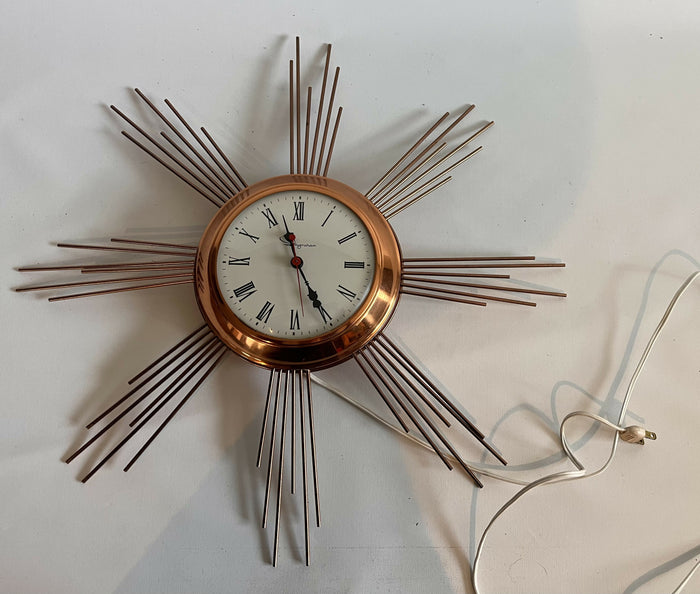 Vintage MCM Starburst Electric Wall Clock