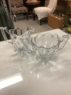 Vintage Indiana Glass Footed Cream & Sugar
