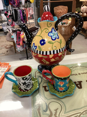 Vintage Joyce Shelton Tea Pot & Cups