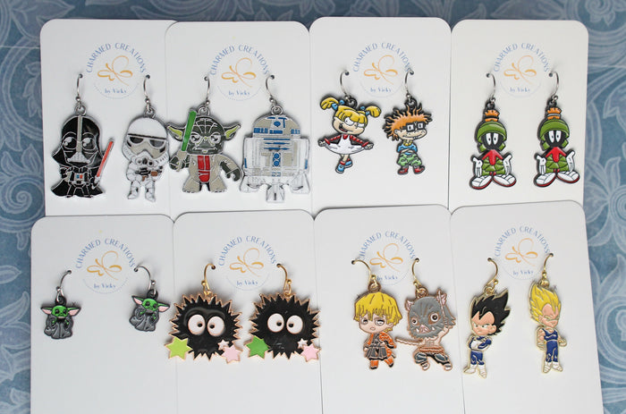 Movie, Anime and Cartoon Themed Charm Earrings
