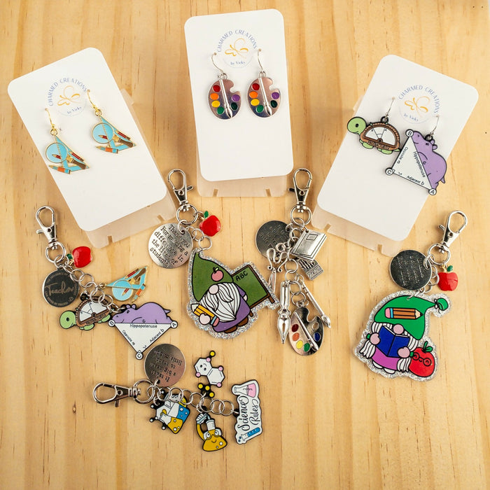 Teacher themed Earrings and Bag Charms