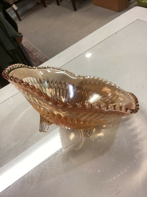 Vintage Carnival Glass 3 Footed Bowl