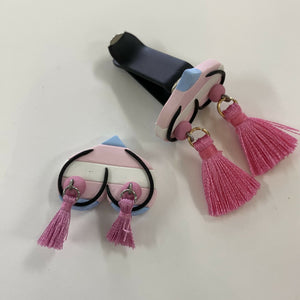 Boob Tassels Magnet / Car Vent Clip - Small - Trans Pride - Pink Tassels