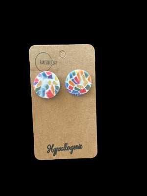 Rainbow mosaic earrings available at 33rd St