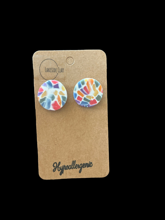 Rainbow mosaic earrings available at 33rd St