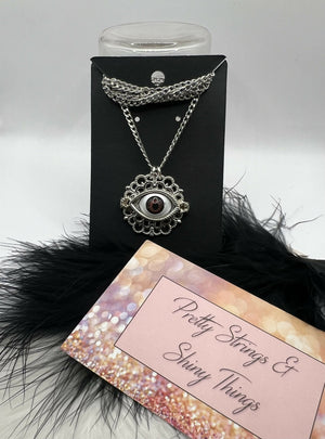 Silver Eyeball Flange Necklace
