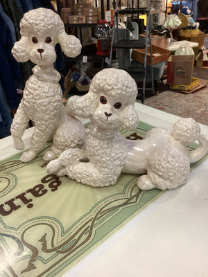 Vintage Ceramic Poodles Standing one is 10” tall