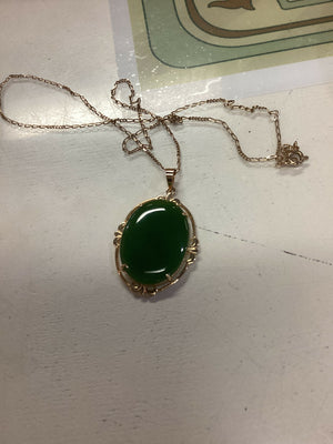 Vintage Gold Jade Necklace