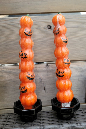 Vintage Jack-O-Lantern candles & Arcoroc holders