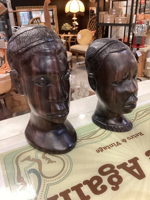 Vintage Pair of Ebony Heads