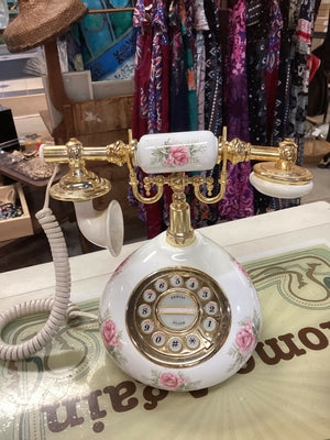 Retro Floral Victorian Phone (push button dial)