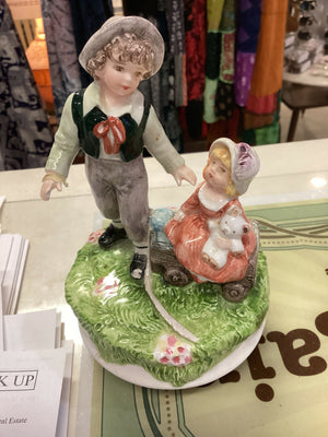 Vintage Schmid Music Box (hand has been repaired & chip on shoe)