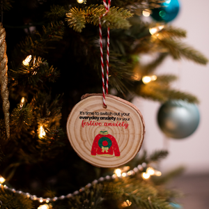 'Festive Anxiety' Wooden Ornament