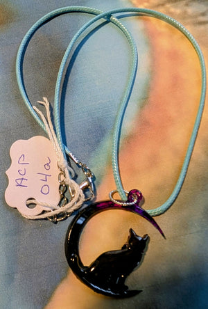 Cat and moon necklace
