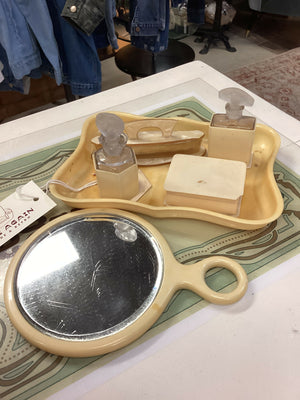 Vintage Ivory Coloured Plastic Dresser Set