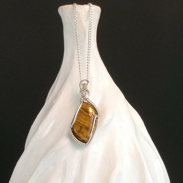 Tiger Eye Argentium Sterling Silver Necklace