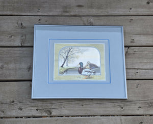 Vintage metal etched mallard duck wall art