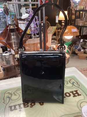 Vintage Dover Black Patent Structured Handbag