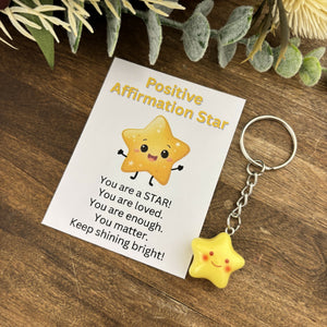 POSITIVE AFFIRMATION STAR keychain & card set