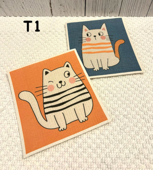 Cat-Themed Swedish Dishcloths