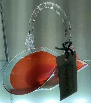 Orange Art Glass Basket