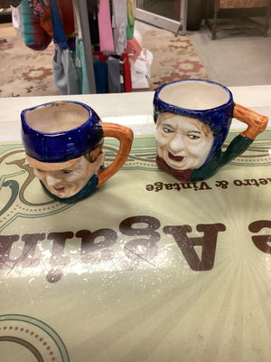 Vintage Miniature Toby Mugs (chipped)