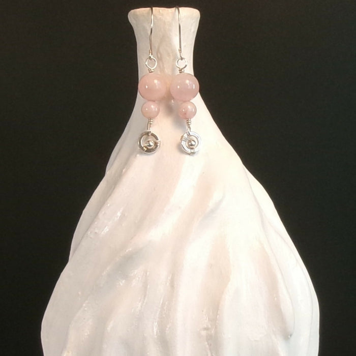 Rose Quartz Argentium Sterling Silver Earrings