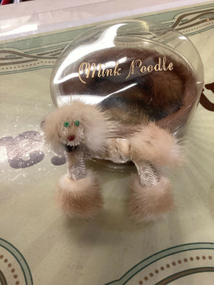 STUNNING VINTAGE ESTATE MCM MINK POODLE DOG Brooch ORIGINAL BOX 3 1/4"