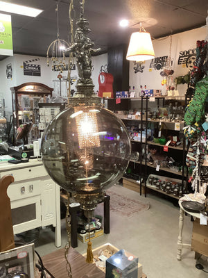 Vintage Hollywood Regency Swag 11”Smoked glass globe.