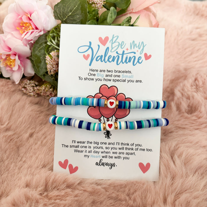 Be my Valentine bracelet set - blue