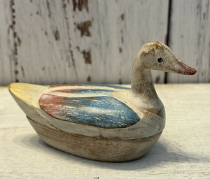 Vintage Hand Carved/Hand Painted Wood Duck Trinket Box