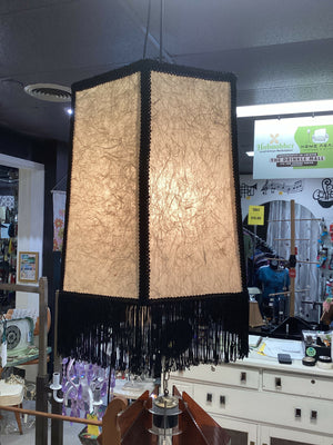 Vintage Hexagon Fibreglass Shade with Fringe Swag Light